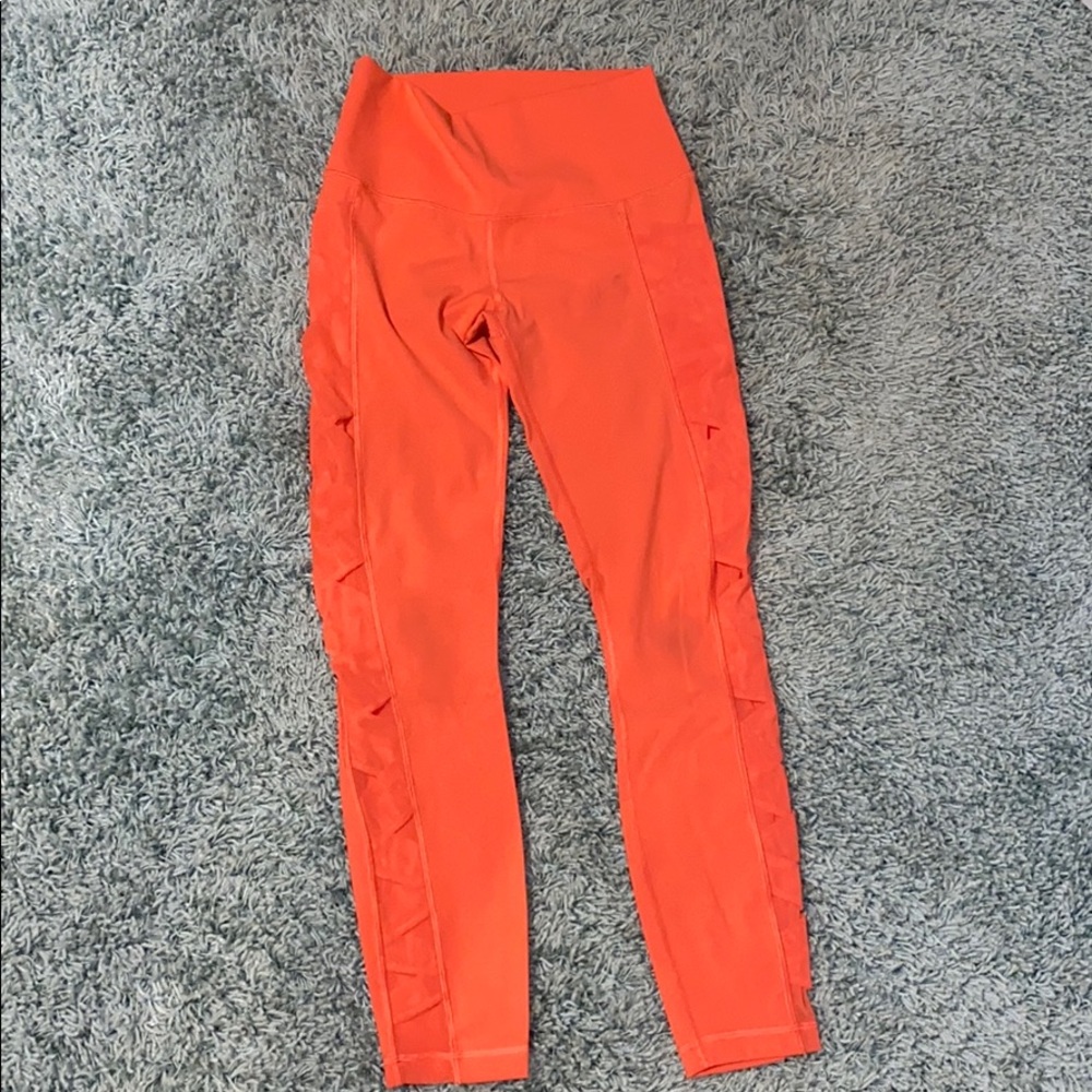 pink/orange full length lulu lemon leggings